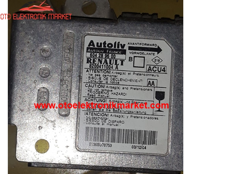 604 28 96 00-8200411004 A | 604289600-8200411004 A OTO ELEKTRONİK MARKET AİRBAG (HAVA YASTIĞI) BEYİNLERİ