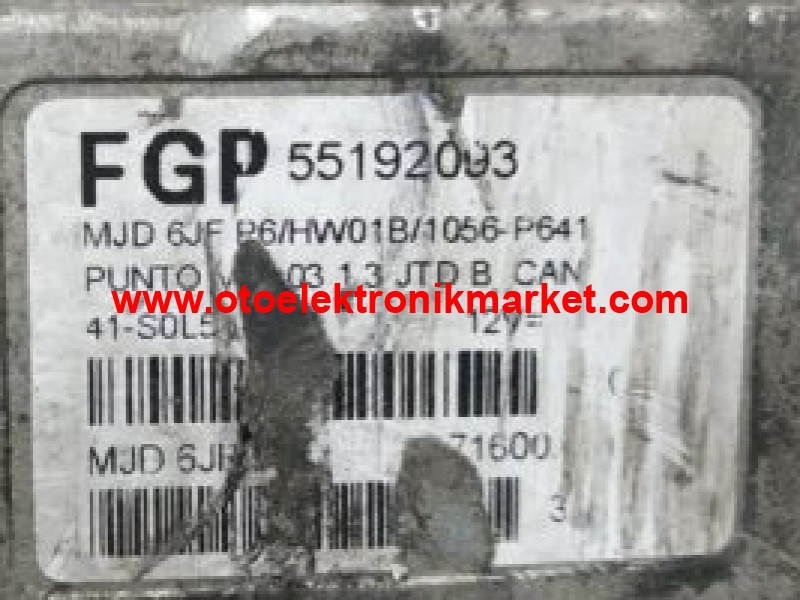 Fiat Punto 1.3 SDE ECU Beyin Magneti Marelli 55192093 MJD 6JP.P6 FGP