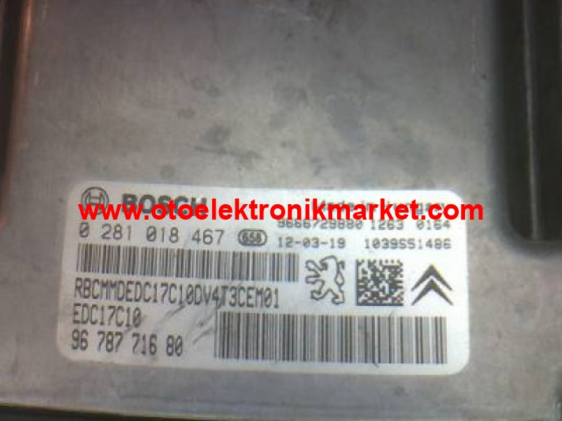 0281018467/ 9666729880/ 9678771680/ MOTOR BEYNI PEUGEOT PARTNER 1-6 EDC17C10