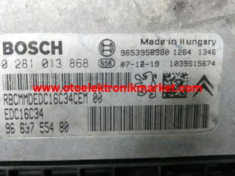 Peugeot 207 1.6 HDI Motor Beyni 9663755480 0281013868 EDC16C34