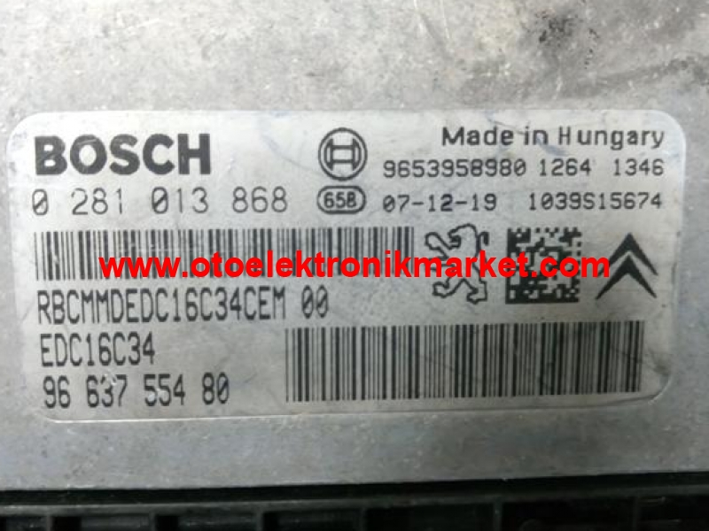 Peugeot 207 1.6 HDI Motor Beyni 9663755480 0281013868 EDC16C34