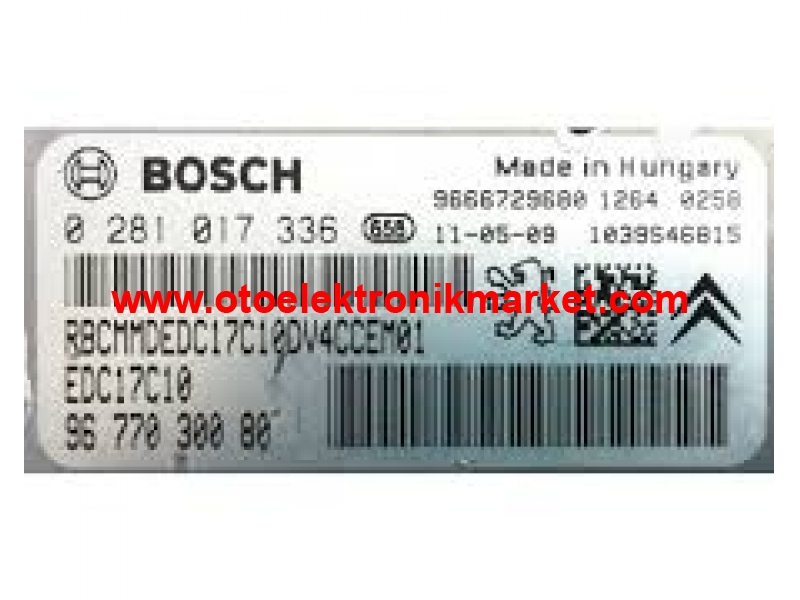 peugeot-citroen dizel motor beyni, 0281017336, 9677030080, edc17c10,dv4