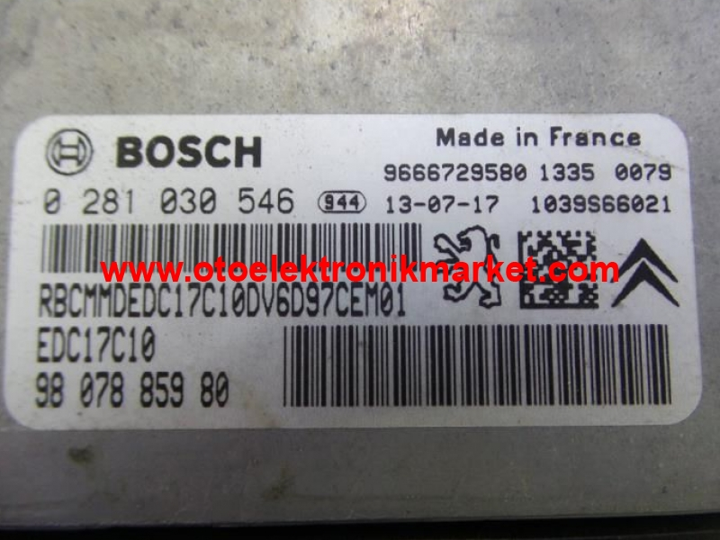 0281030546 CİTRÖEN C4 1.6 HDI EDC17C10 MOTOR BEYNİ