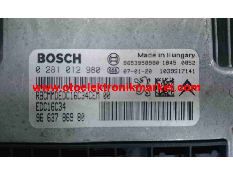 Citroen C4 1.6 HDI Motor Beyni 0281012980 EDC16C34 9663476180